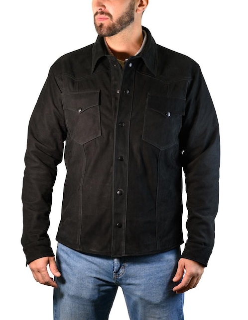 Chamarra casual Tacalero de piel para hombre