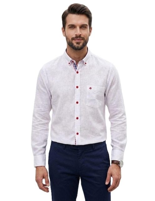 Camisa casual Michel Blanc manga larga para hombre