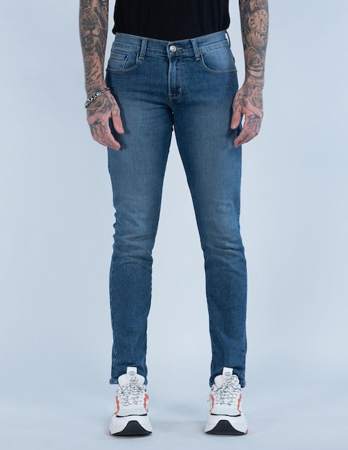 Jeans skinny Oggi Moto blu lavado obscuro para hombre
