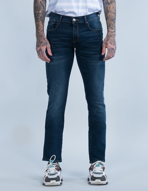 Jeans skinny Oggi Moto Blu lavado obscuro para hombre