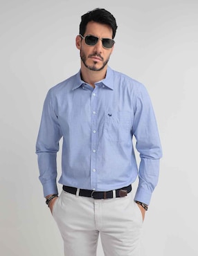 Camisa Casual Ferrioni De Algodón Manga Larga Para Hombre