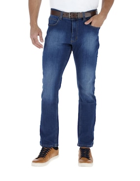 Jeans Straight Ferrioni Deslavado Para Hombre