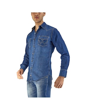 Camisa casual Wrangler de algodón manga larga para hombre