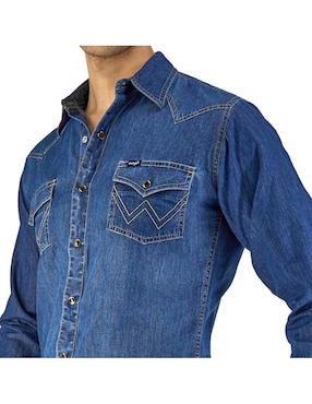 Camisa casual Wrangler de algodón manga larga para hombre