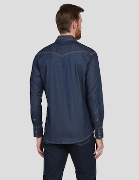Camisa casual Wrangler de mezclilla manga larga para hombre