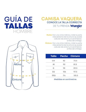 Camisa casual Wrangler de mezclilla manga larga para hombre
