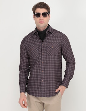 Camisa casual Pavini de algodón manga larga para hombre