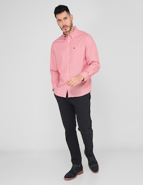 Camisa casual Ferrioni de algodón manga larga para hombre