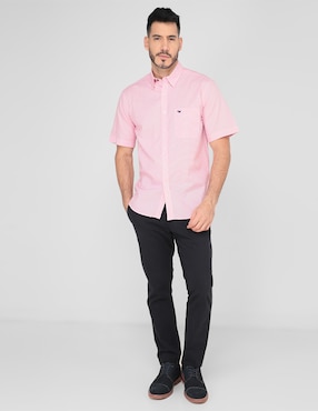 Camisa casual Ferrioni de algodón manga corta para hombre