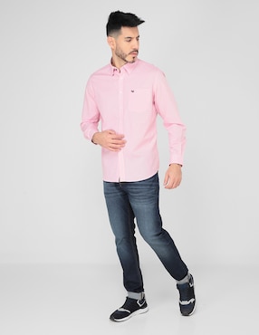 Camisa casual Ferrioni de algodón manga larga para hombre