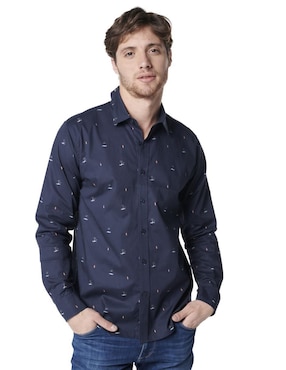 Camisa Casual Generra De Algodón Manga Larga Para Hombre