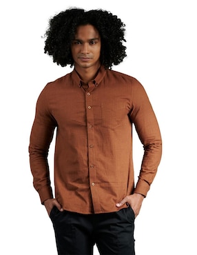 Camisa Casual Generra De Algodón Manga Larga Para Hombre