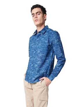 Camisa Casual Generra De Algodón Manga Larga Para Hombre