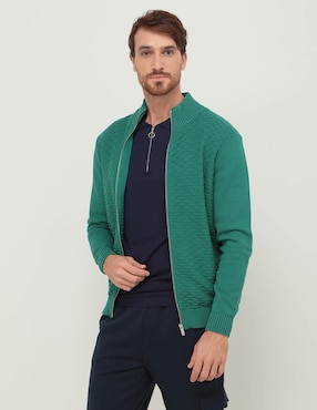 Jersey de hombre de lana con cuello con cremallera Navy - KENNETH