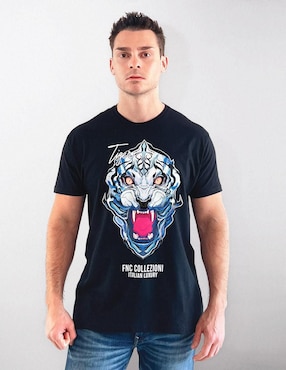 Playera FNC Collezioni Tiger Cuello Redondo Para Hombre