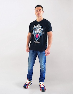 Playera FNC Collezioni Tiger cuello redondo para hombre
