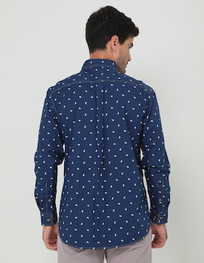 Camisa casual Ferrioni de algodón manga larga para hombre