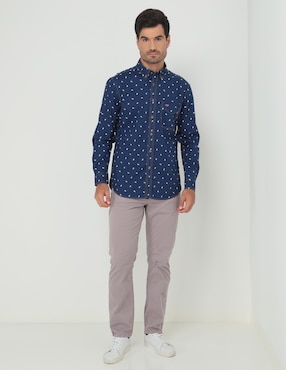 Camisa casual Ferrioni de algodón manga larga para hombre