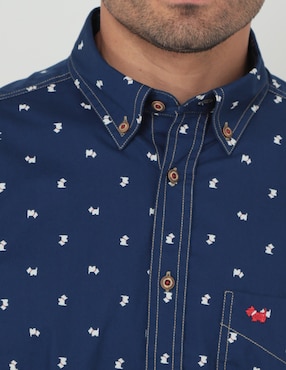 Camisa casual Ferrioni de algodón manga larga para hombre