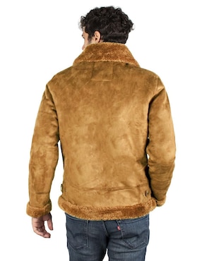 Chamarra greenlander de gamuza cuello a contraste para hombre