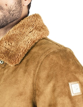 Chamarra greenlander de gamuza cuello a contraste para hombre