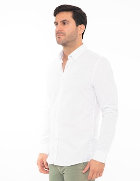 Camisa Casual Oscar De La Renta De Algodón Manga Larga Para Hombre