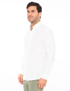 Camisa Casual Oscar De La Renta De Algodón Manga Larga Para Hombre