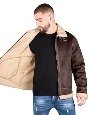 Chamarra Greenlander cuello a contraste para hombre