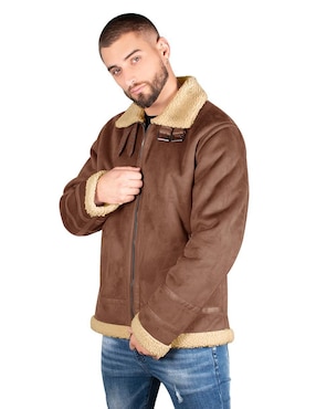 Chamarra Greenlander cuello a contraste para hombre