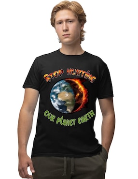 Playera Marëvnyk Planeta Azul Calentamiento Global Ecología Cuello Redondo Para Hombre