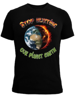 Playera Marëvnyk Planeta azul calentamiento global ecología cuello redondo para hombre