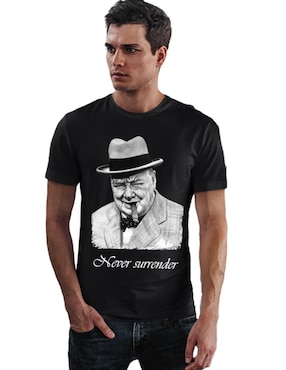 Playera Marëvnyk Winston Churchill Cuello Redondo Para Hombre