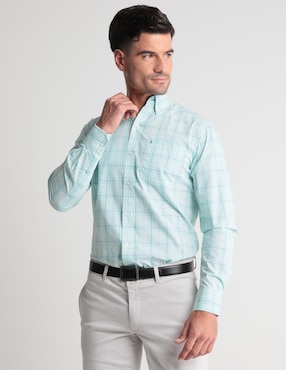 Camisa Casual Izod De Algodón Manga Larga Para Hombre