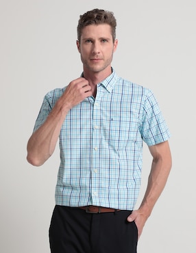 Camisa Casual Izod De Algodón Manga Corta Para Hombre