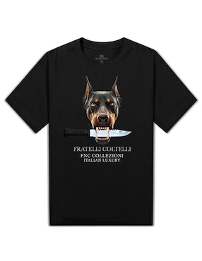 Playera FNC Collezioni Inferno Doberman cuello redondo para hombre