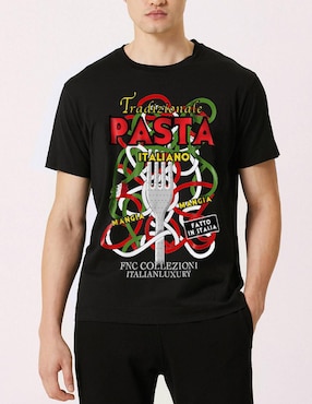 Playera FNC Collezioni Tradizionale Pasta Cuello Redondo Para Hombre