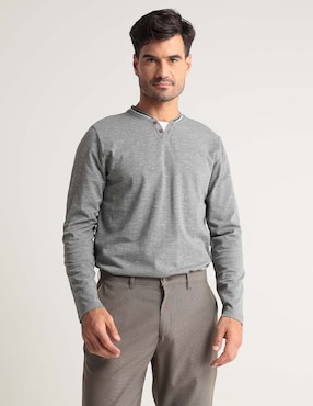 Playera JBE Cuello Henley Para Hombre