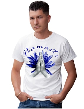 Playera Marëvnyk Namasté Flor De Loto Espiritual Cuello Redondo Para Hombre