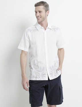 Camisa Casual Cubavera De Algodón Manga Corta Para Hombre