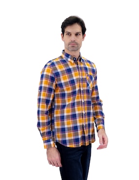 Camisa Casual Chaps De Algodón Manga Larga Para Hombre