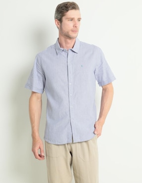 Camisa Casual Ábito De Lino Manga Corta Para Hombre