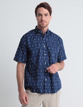 Camisa Casual Cavalatti De Algodón Manga Corta Para Hombre