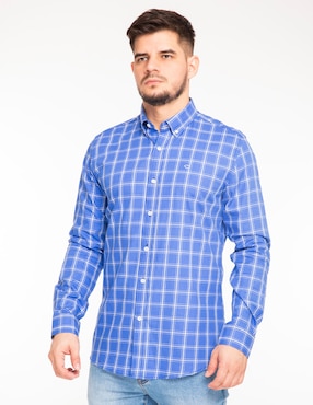 Camisa Casual Oscar De La Renta De Algodón Manga Larga Para Hombre