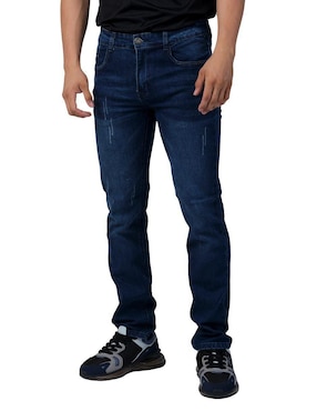 Jeans Slim Moderno Lavado Obscuro Para Hombre