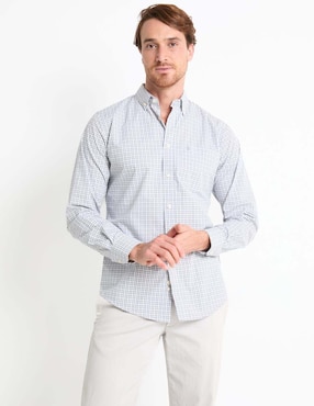 Camisa Casual Izod De Algodón Manga Larga Para Hombre