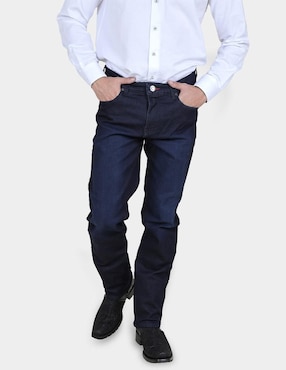 Jeans Straight Cuadra Lavado Obscuro Para Hombre