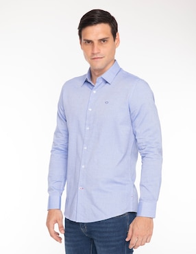 Camisa Casual Oscar De La Renta De Algodón Manga Larga Para Hombre