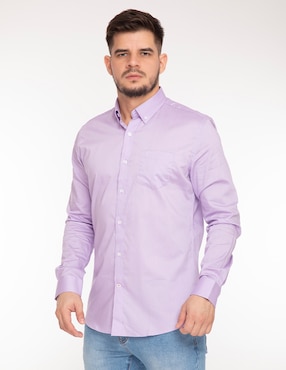 Camisa Casual Oscar De La Renta De Algodón Manga Larga Para Hombre