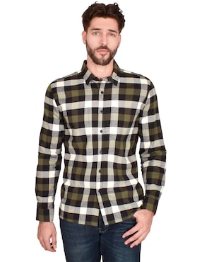 Camisa Casual Generra De Algodón Manga Larga Para Hombre