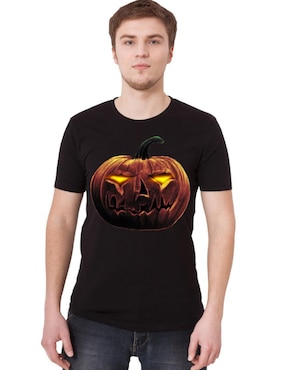 Playera Marëvnyk Halloween Calabaza Día De Muertos Terror Cuello Redondo Para Hombre